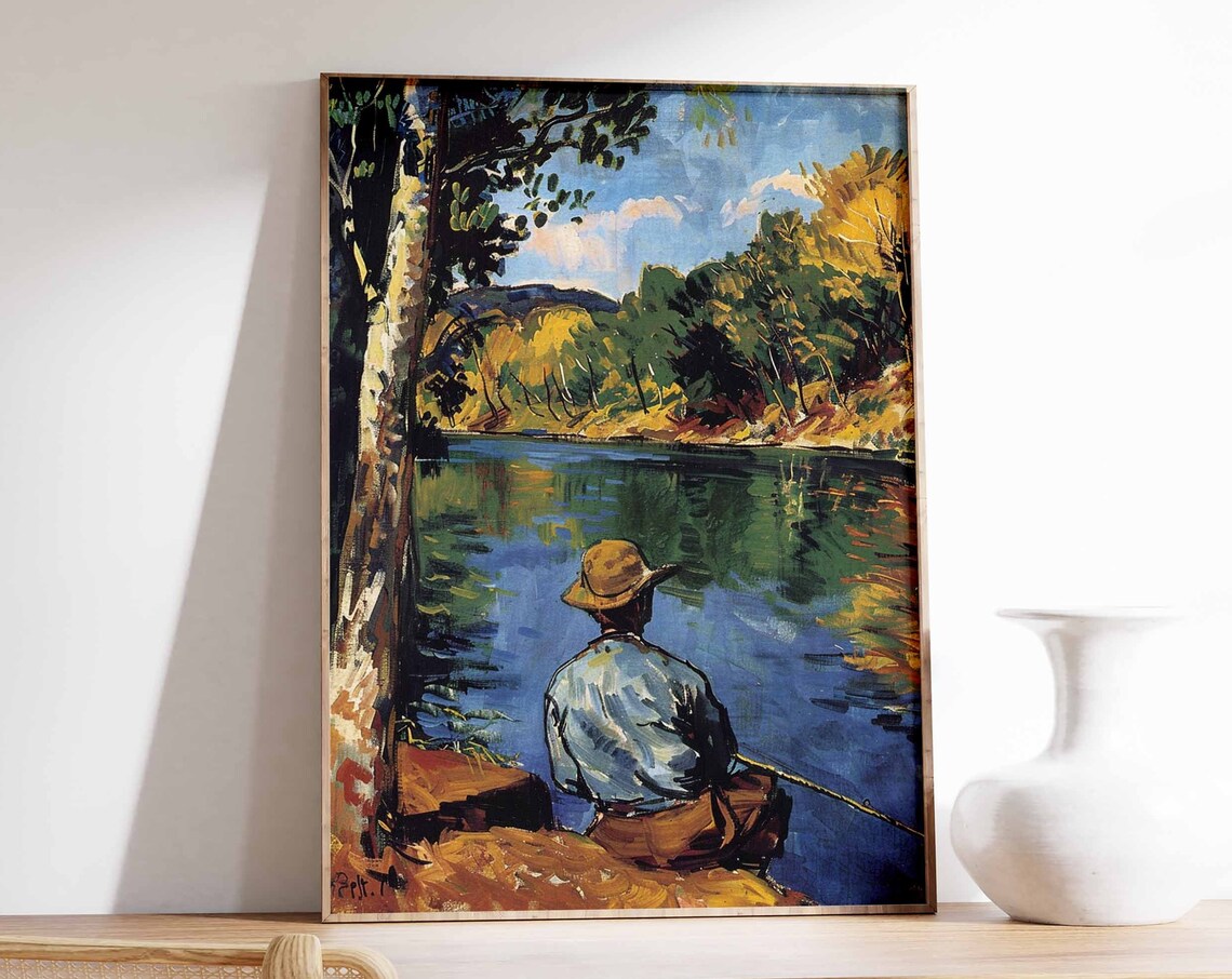 Fishing Poster Fishing Wall Art Gift For Fisherman Angling Art Floral Print Botanical Decor Outdoor Poster Adventure Poster