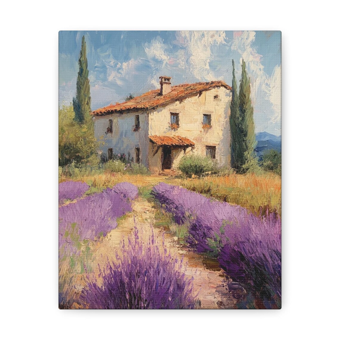 Provencal Farmhouse Poster with Terracotta Roof and Lavender Rows - Image 3
