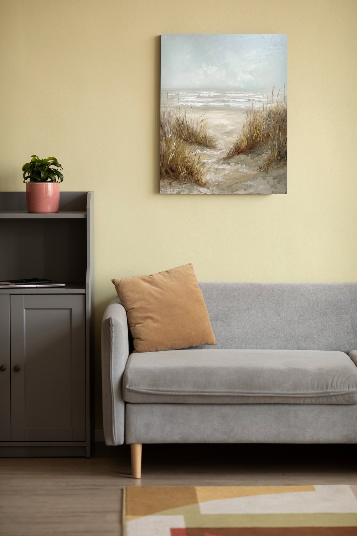 Beach Path Through Dunes and Seagrass in Soft Muted Tones Poster - Image 2