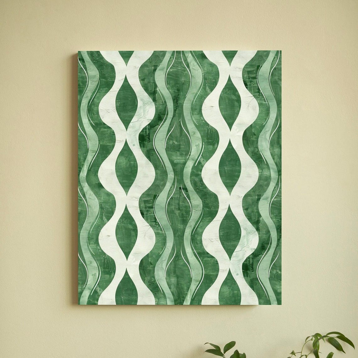 Sage Green and White Wavy Geometric Boho Abstract Pattern Poster