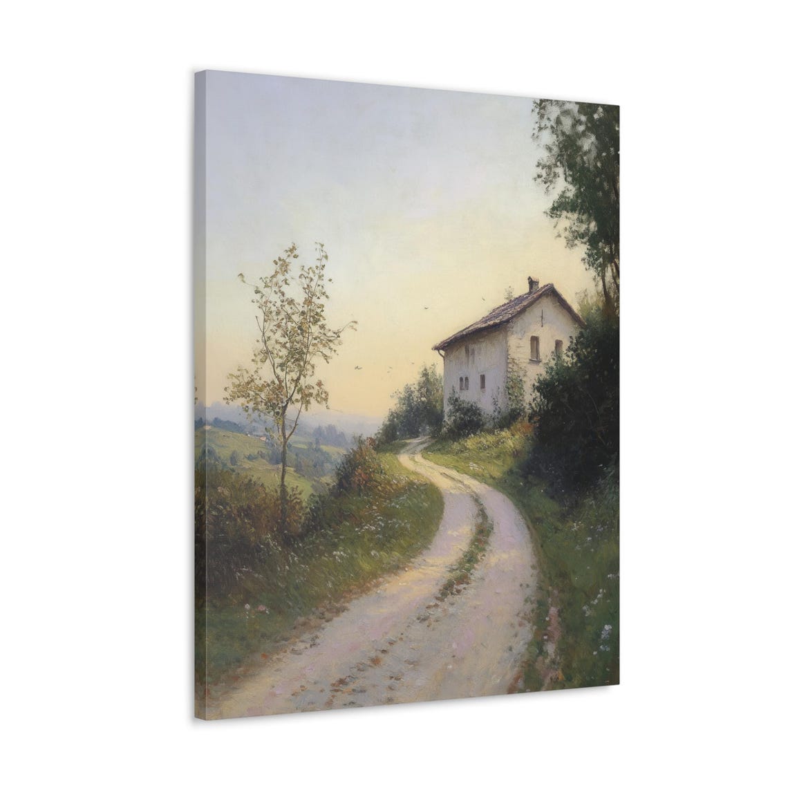 Country Cottage Poster with Winding Dirt Road in Soft Evening Light - Image 4
