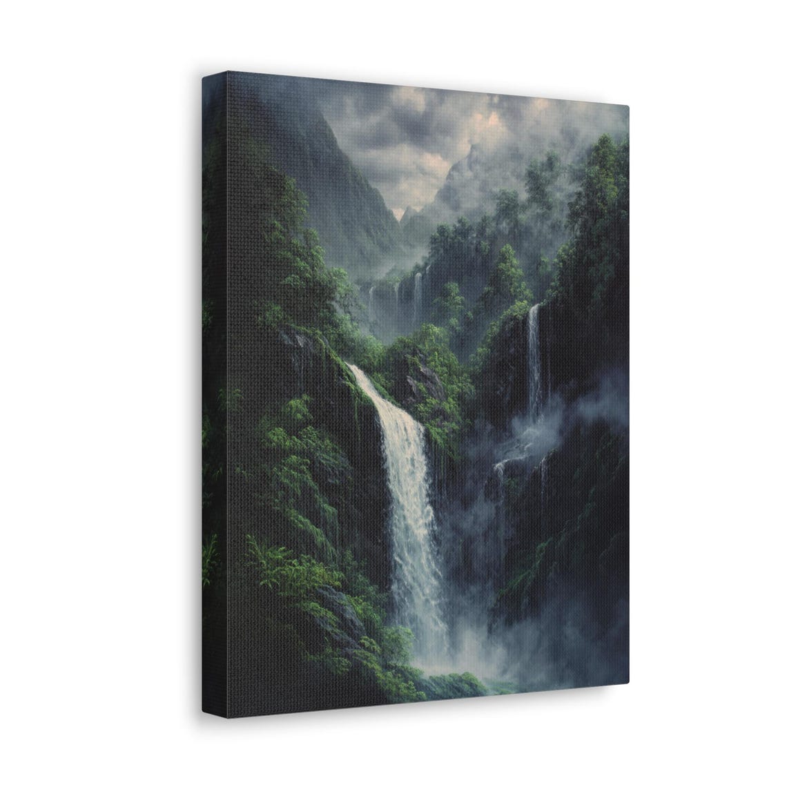 Waterfall Print Mountain Waterfall Painting Nature Wall Art Rustic Farmhouse Decor River Scene Artwork Landscape Oil Painting - Image 4