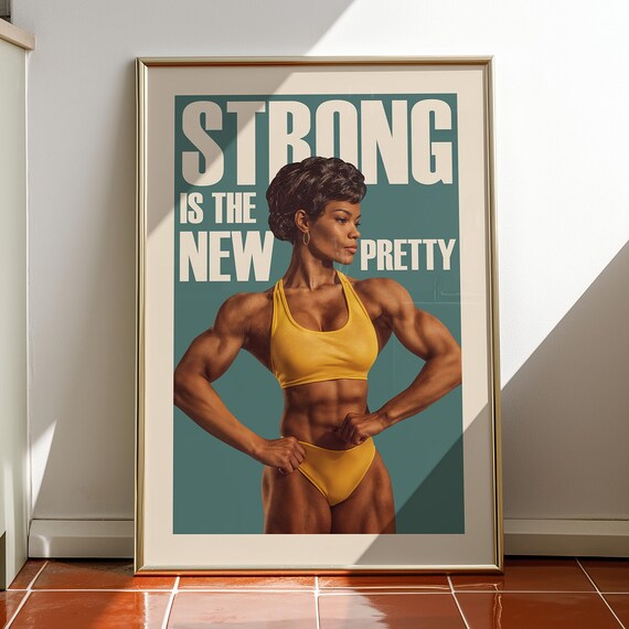 Strong Is The New Pretty Fitness Motivation Vintage Style Poster