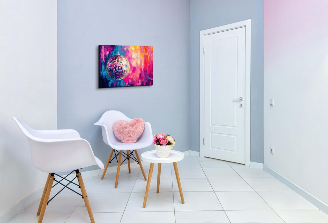 Disco Ball Vibrant Colorful Abstract Oil Painting Party Art Poster - Image 6