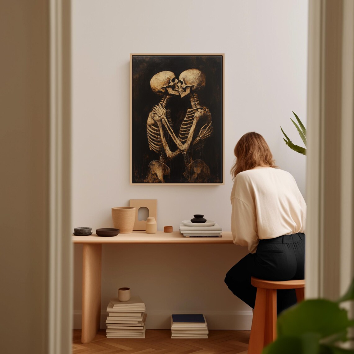 Eternal Embrace Skeleton Wall Art Print, Gothic - Image 5