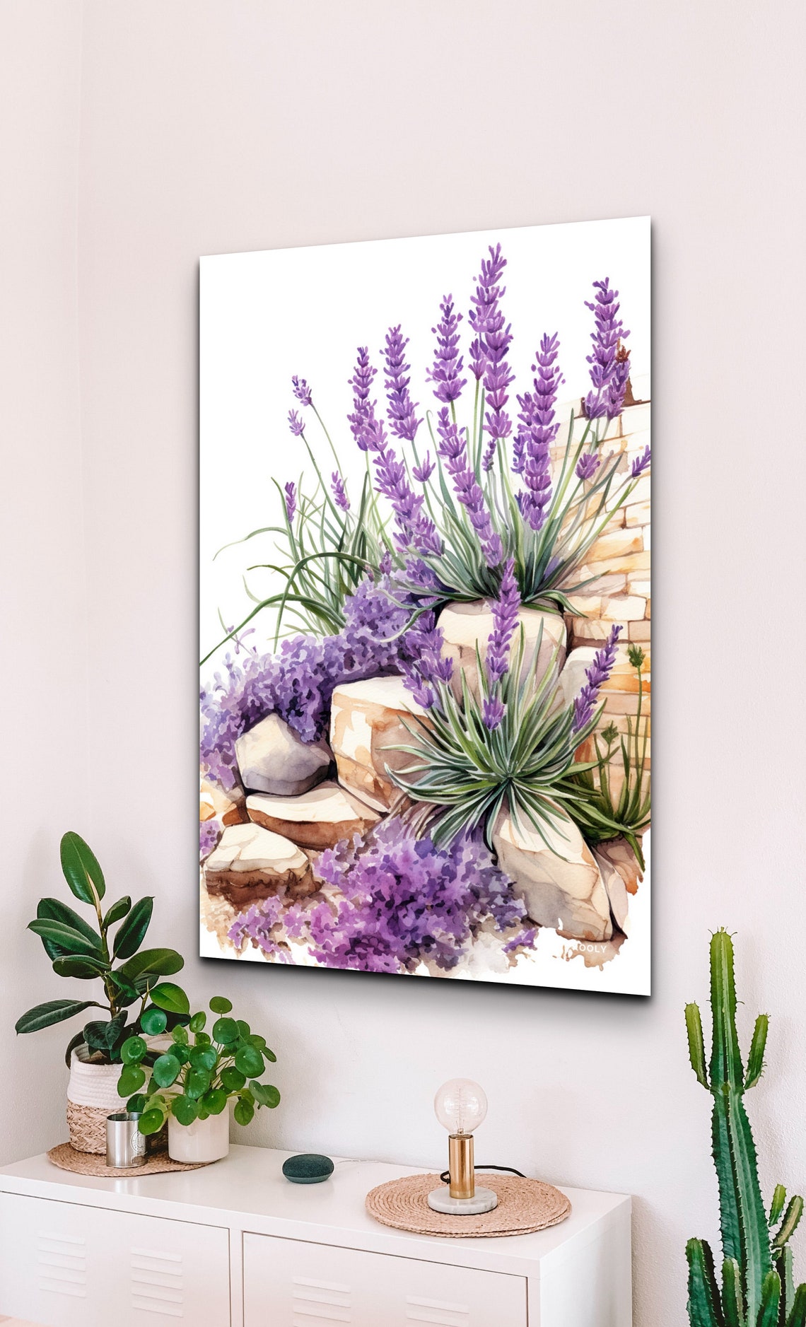 Lavender Flowers Stone Wall Watercolor Purple Botanical Art Poster - Image 6