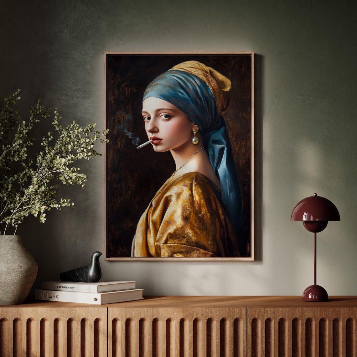 Smoking Pearl Earring Girl Classic Art Parody Portrait Poster - Image 7