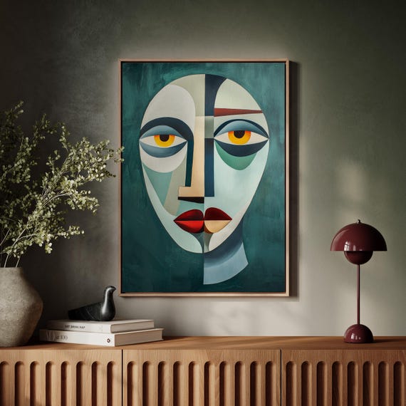 Cubist Abstract Portrait Modern Geometric Face Wall Art