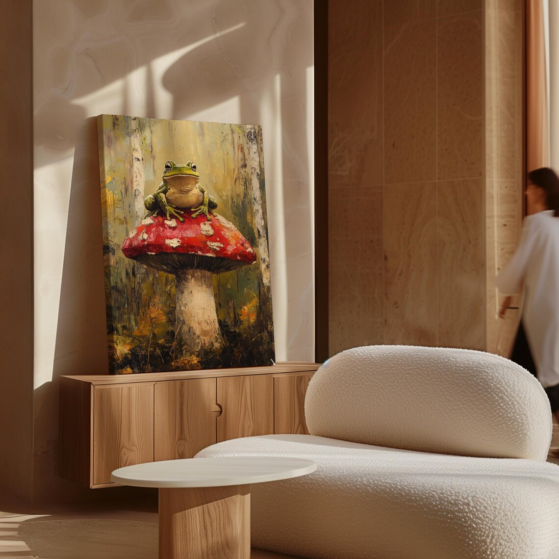Whimsical Frog on Red Mushroom, Autumn Art Print - Image 5