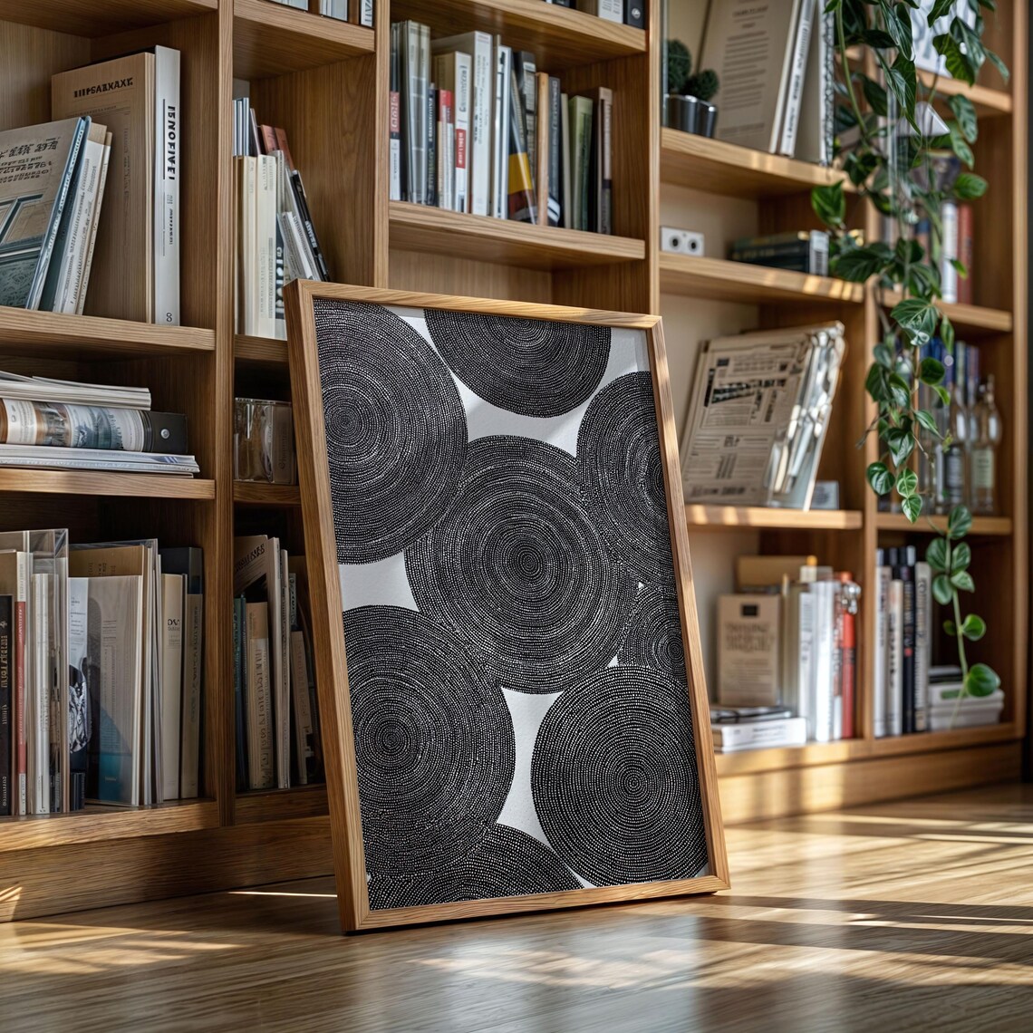 Black Circle Pattern Minimal Modern Concentric Rings Abstract Bold Wall Art