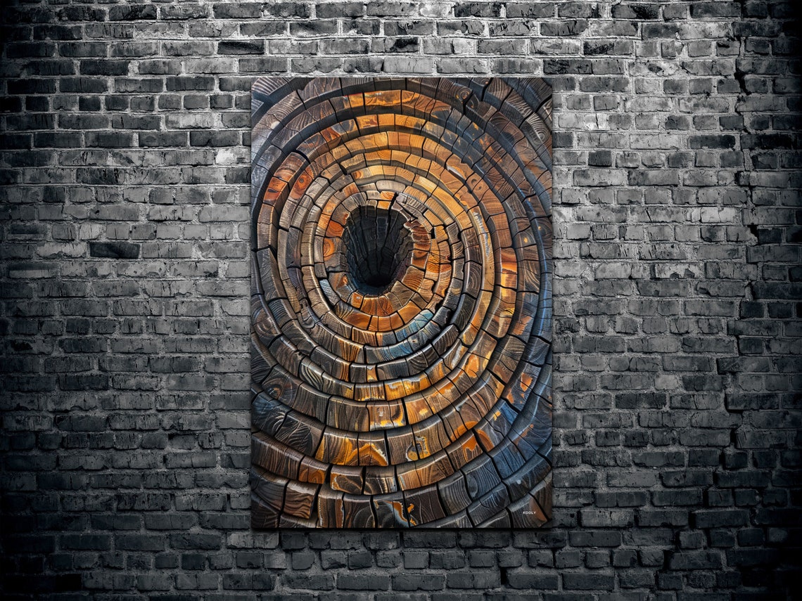 Hollow Log Tree Rings Spiral Golden Wood Macro Detail Art Poster - Image 2