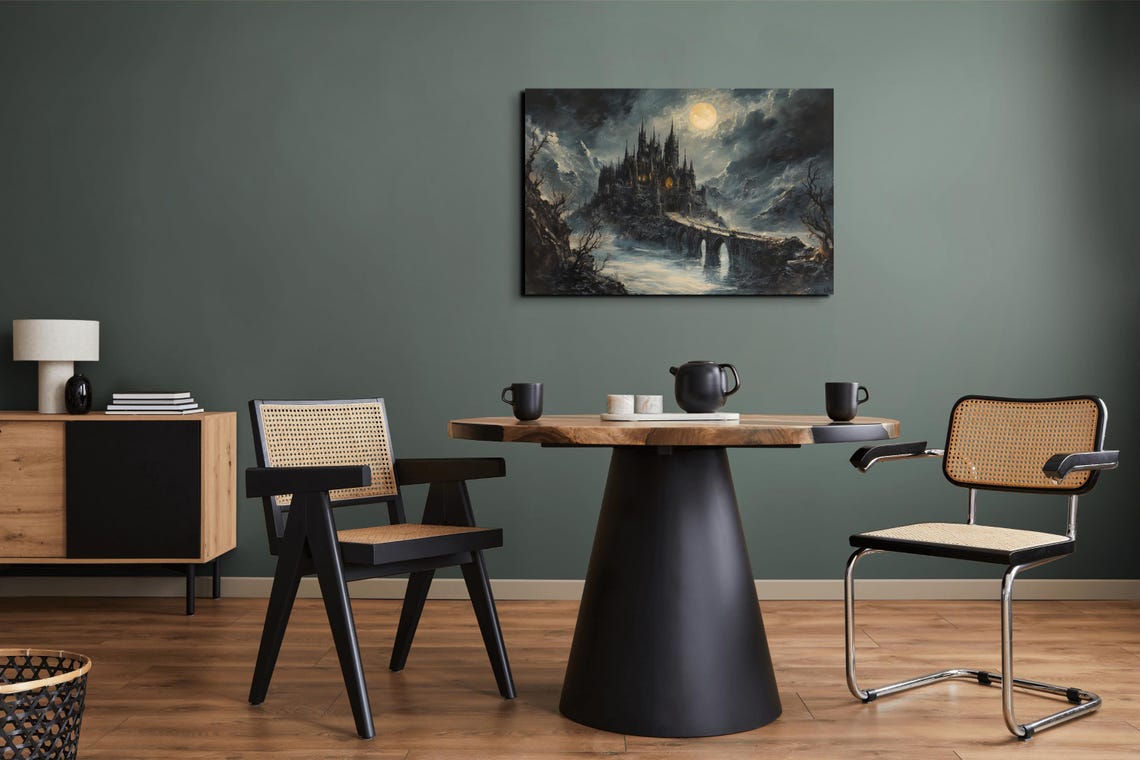 Draculas Gothic Castle Under Full Moon With Stone Bridge Poster - Image 6
