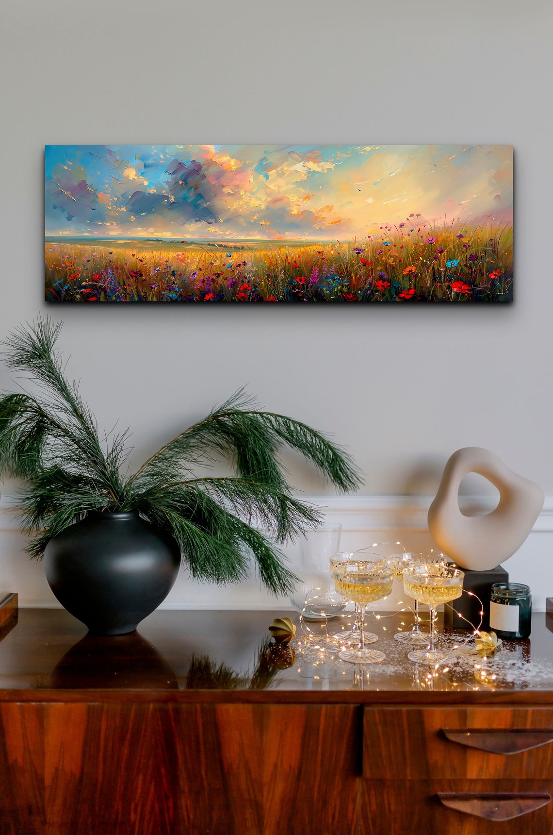 Colorful Wildflower Field Sunset Sky Impressionist Meadow Art Poster - Image 6