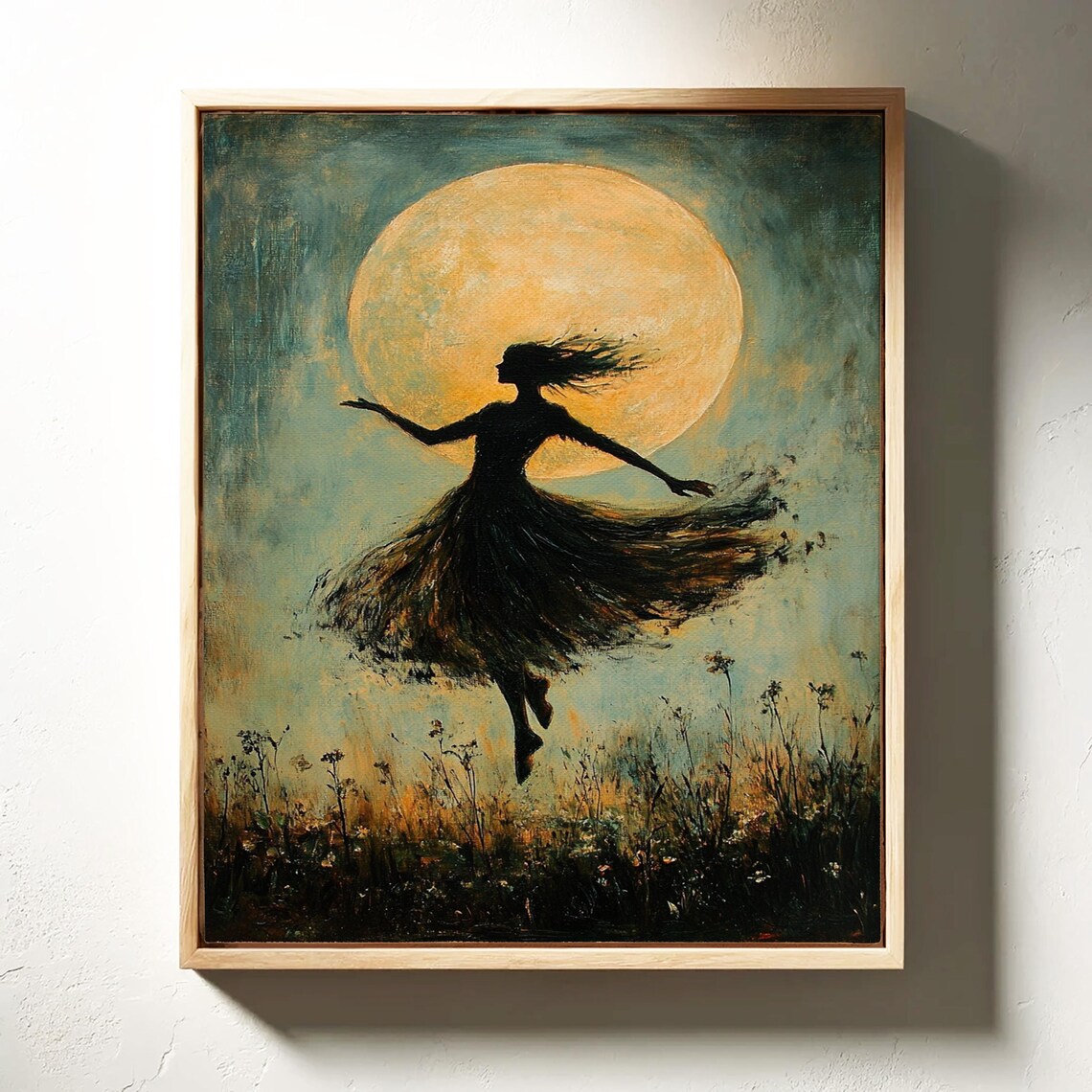 Silhouette Dancing In Moonlight, Whimsical Abstract Night Scene - Image 6