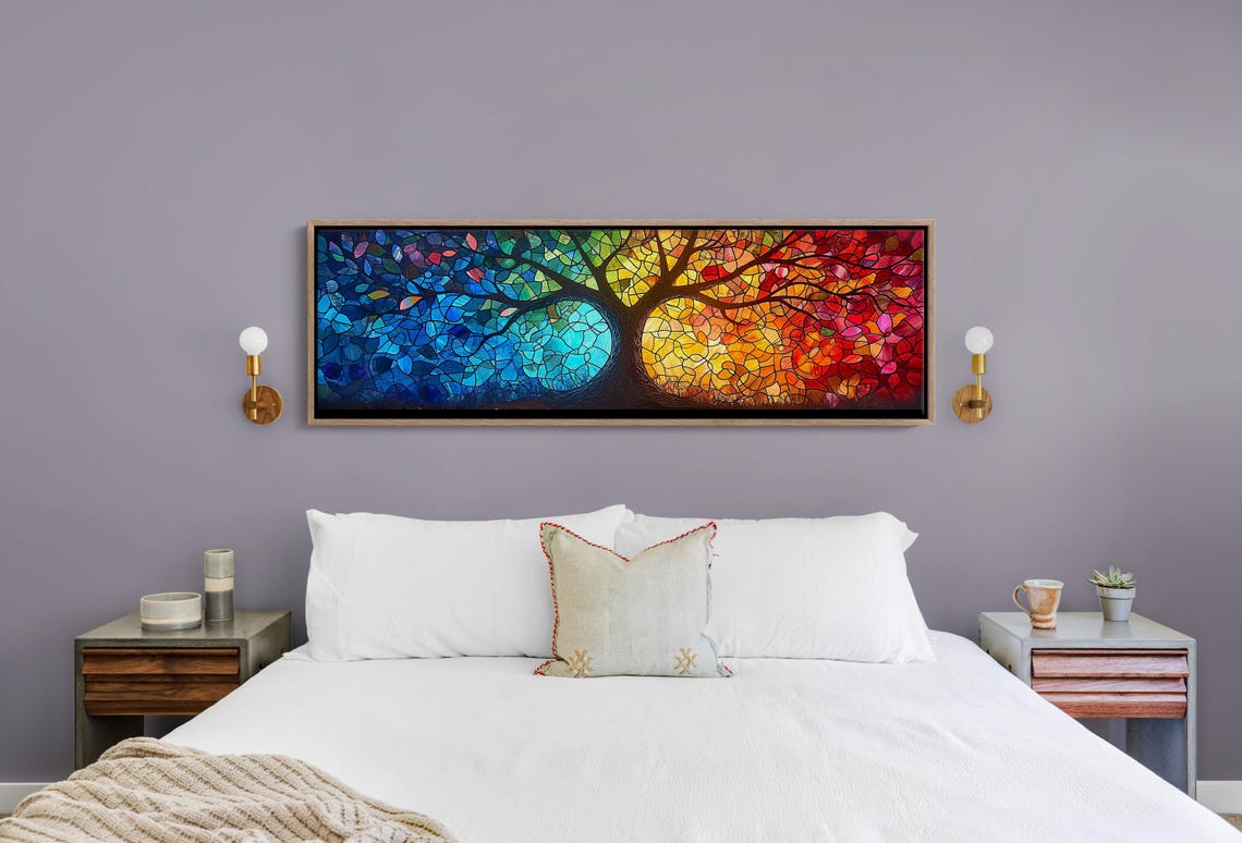 Yggdrasil Tree of Life Stained Glass Mosaic Colorful Wall Art - Image 5