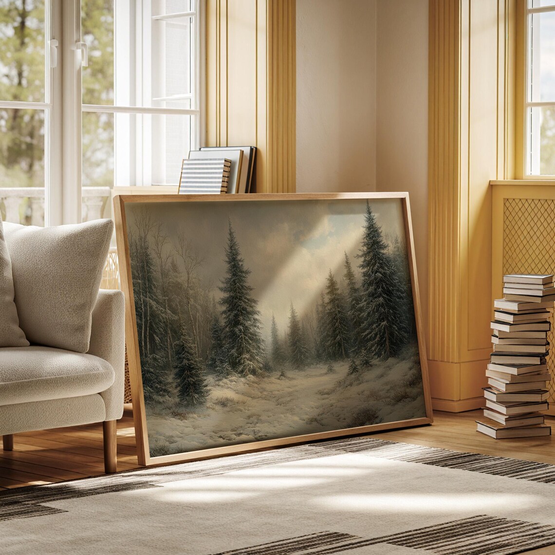 Christmas Time Snow-Crusted Pine Trees Forest Art Print - Image 6
