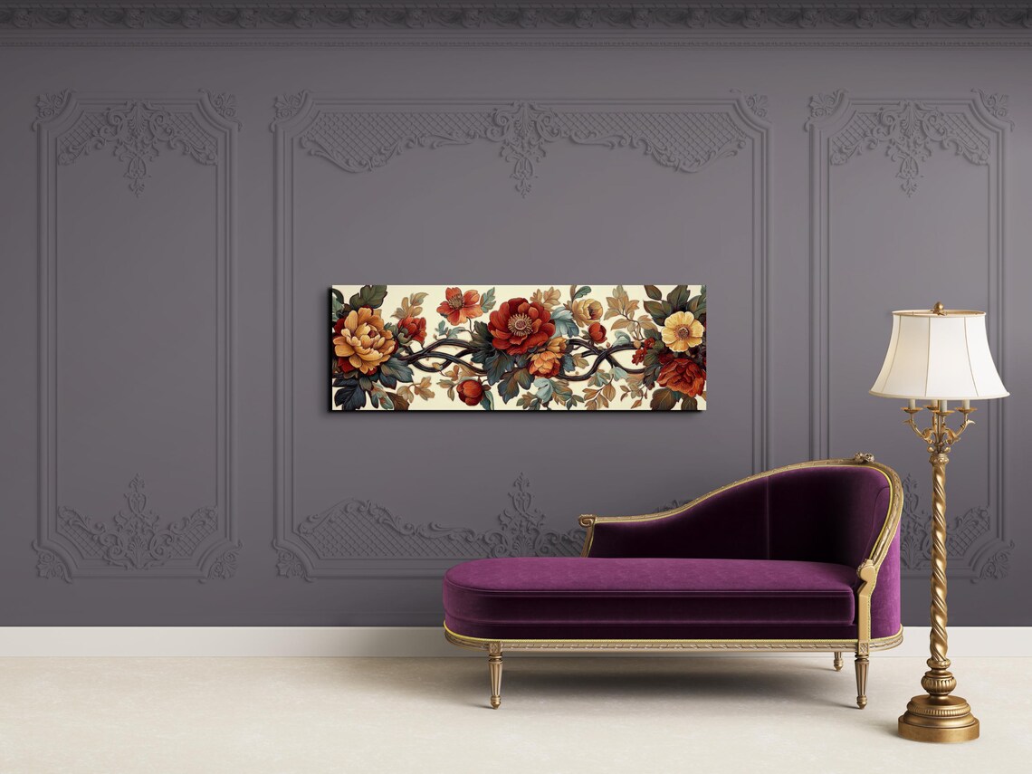 Beautiful Christmas Textile Pattern Flowers Landscape - Image 5