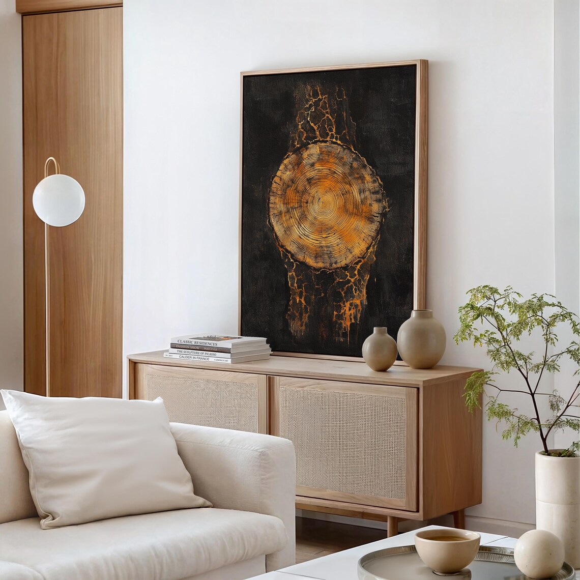 Golden Tree Ring, Abstract Wood Grain Decor - Image 6