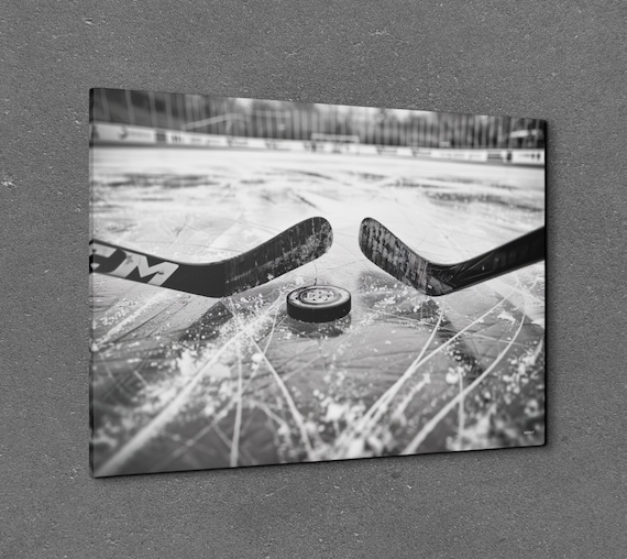 Ice Hockey Black And White Style Art Print