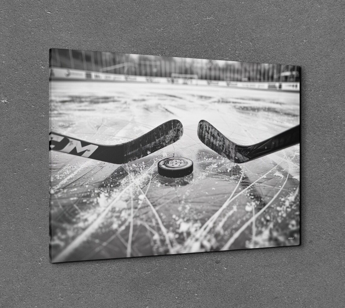 Ice Hockey Black And White Style Art Print