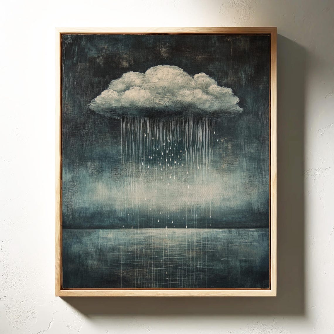 Lonely Rain Cloud Over Dark Water Moody Minimalist Sky Art Poster - Image 4