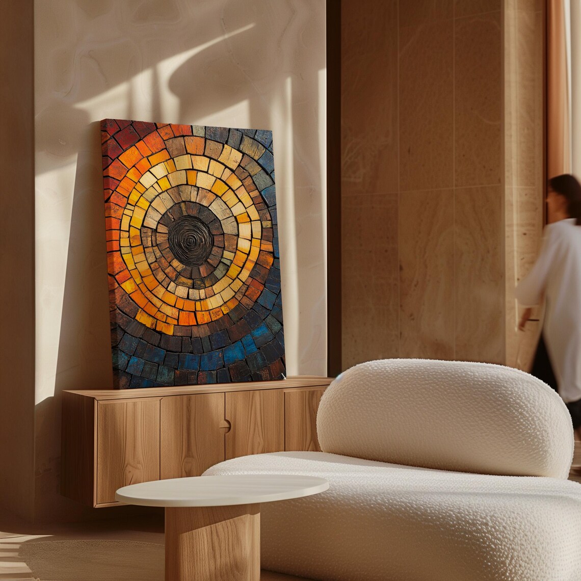 Mosaic Tree Ring Art, Rustic Natural Wall Print - Image 6
