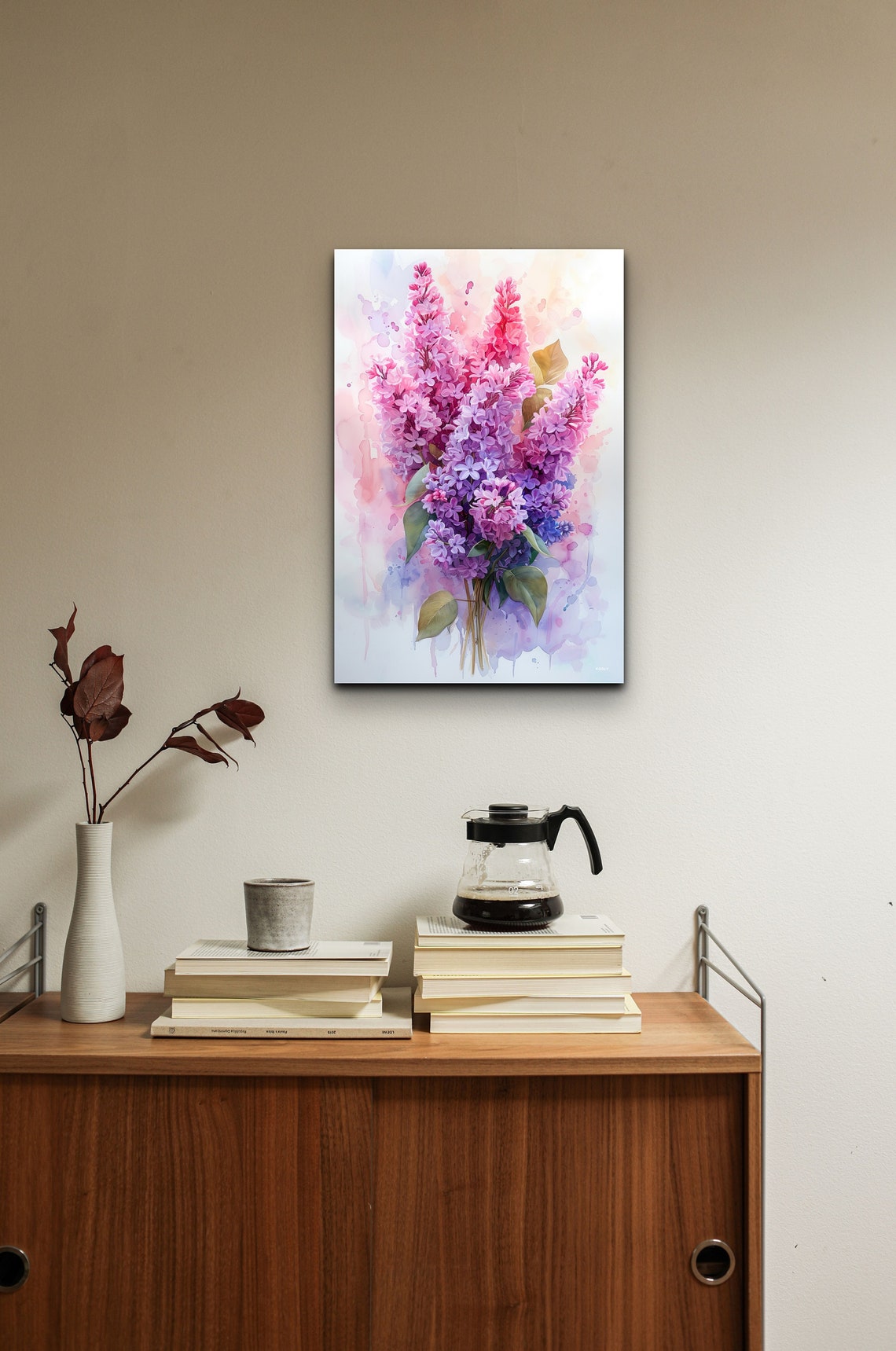 Soft Lilac Bouquet Pink Purple Watercolor Floral Spring Poster - Image 4