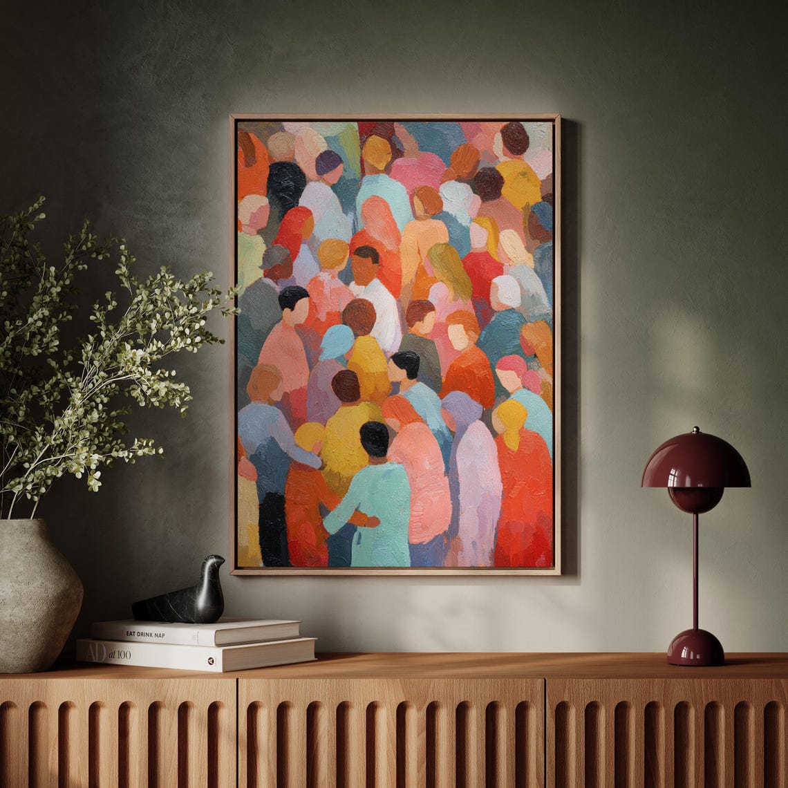 Colorful Abstract Crowd People Painting