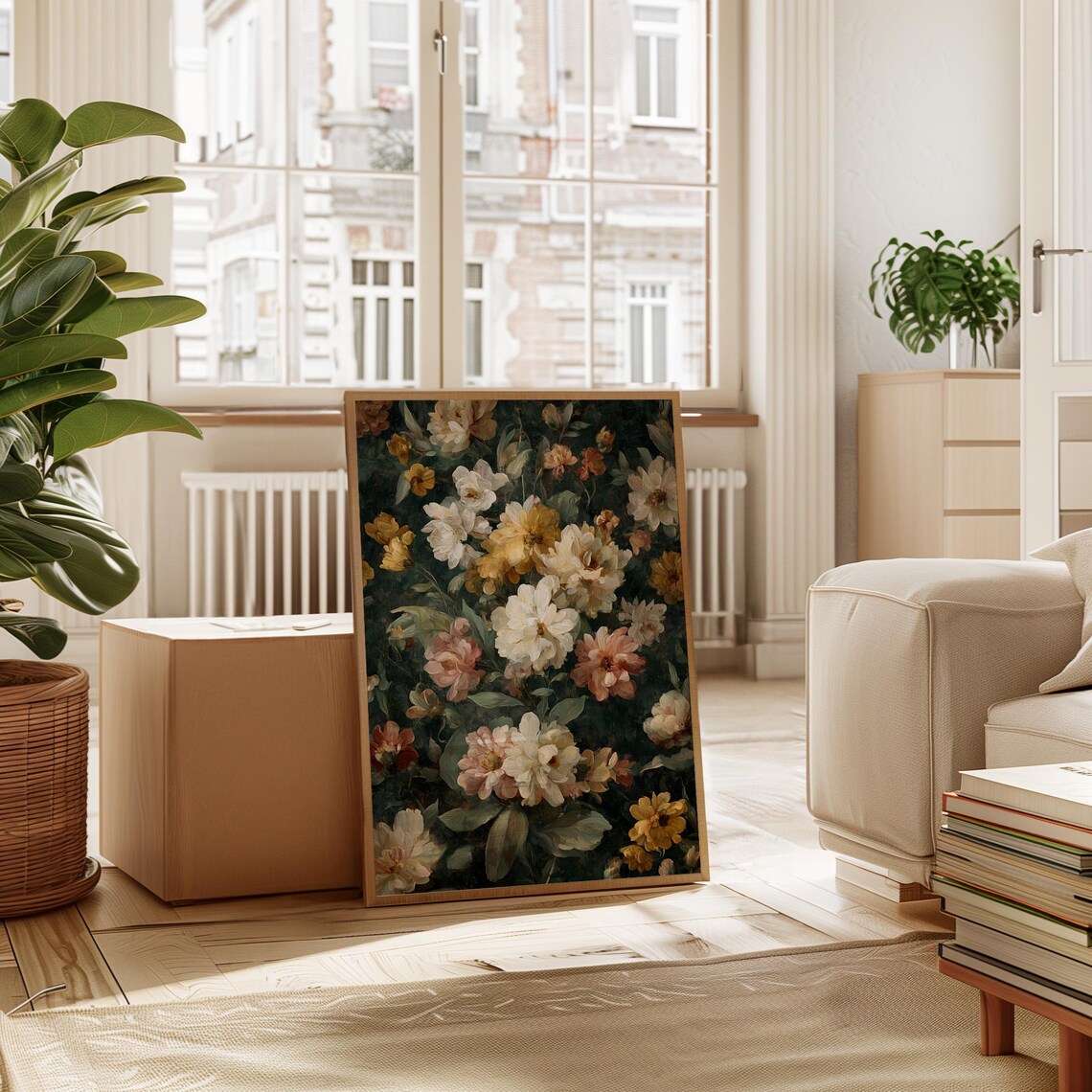 Golden Blossom Bouquet, Vintage Floral Art Print