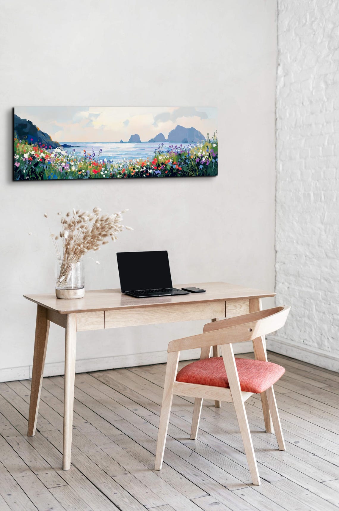 Coastal Wildflower Meadow Ocean View Panoramic Landscape Poster - Image 7