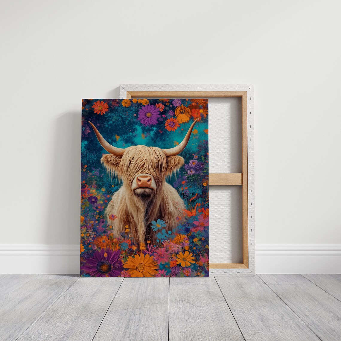 Highland Cow With Wildflowers, Rustic Farmhouse Decor - Image 5
