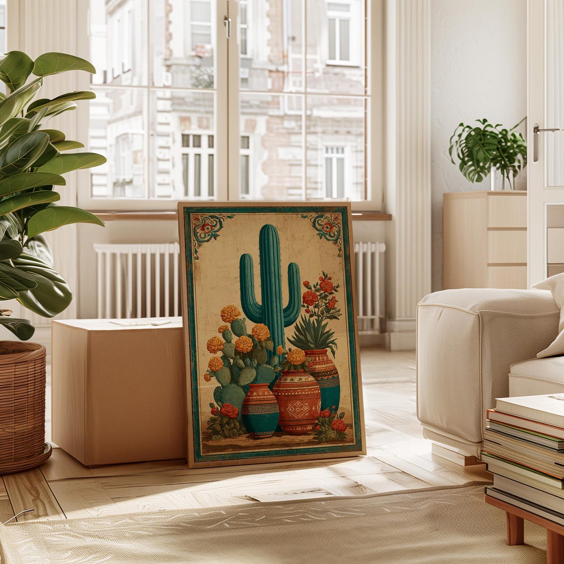Southwestern Cactus And Pottery Vintage Desert Floral Poster