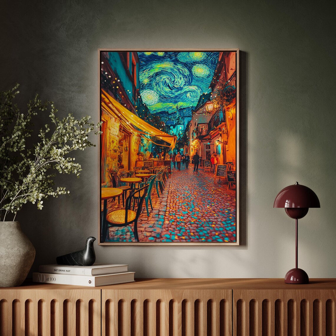 Starry Night Cafe Scene, Urban Street Art Print - Image 5