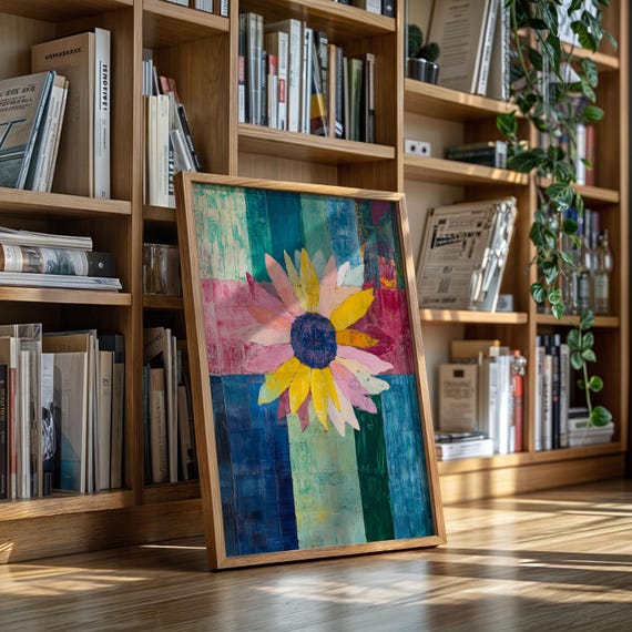 Colorful Abstract Sunflower With Bold Brushstrokes