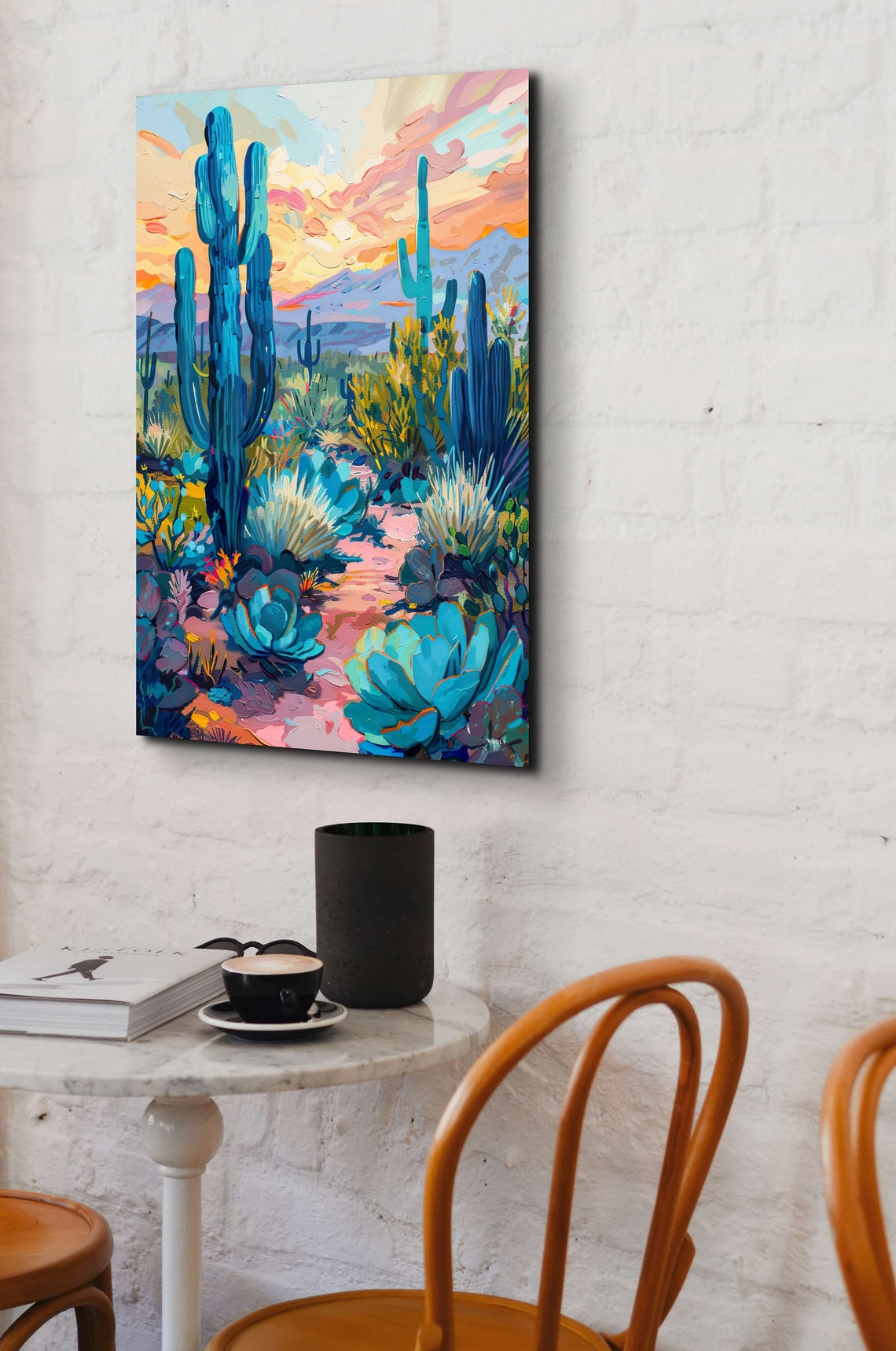 Desert Cactus Trail Sunset Southwestern Agave Botanical Poster - Image 4