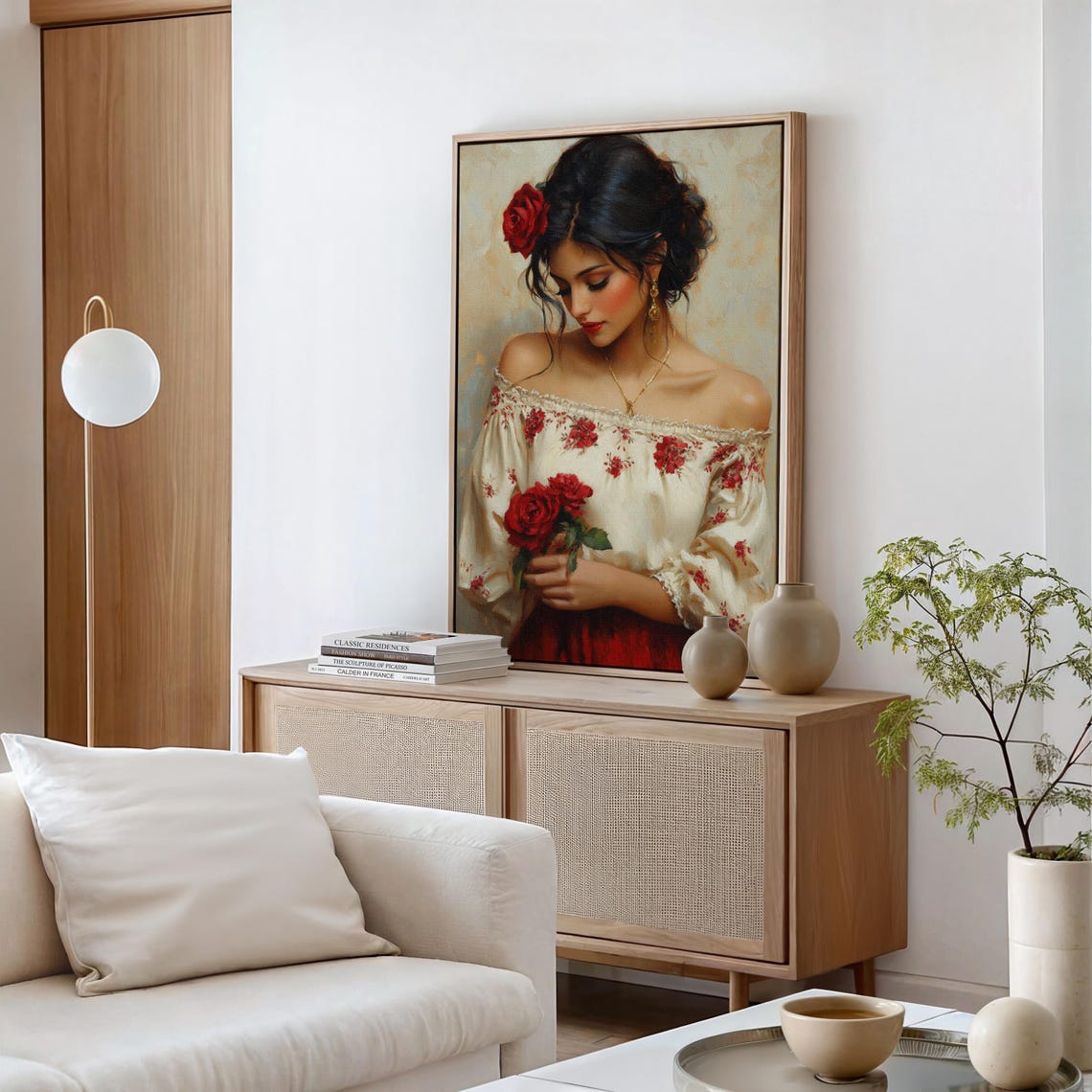 Elegant Mexican Beauty In Embroidered Blouse With Red Roses Poster - Image 2