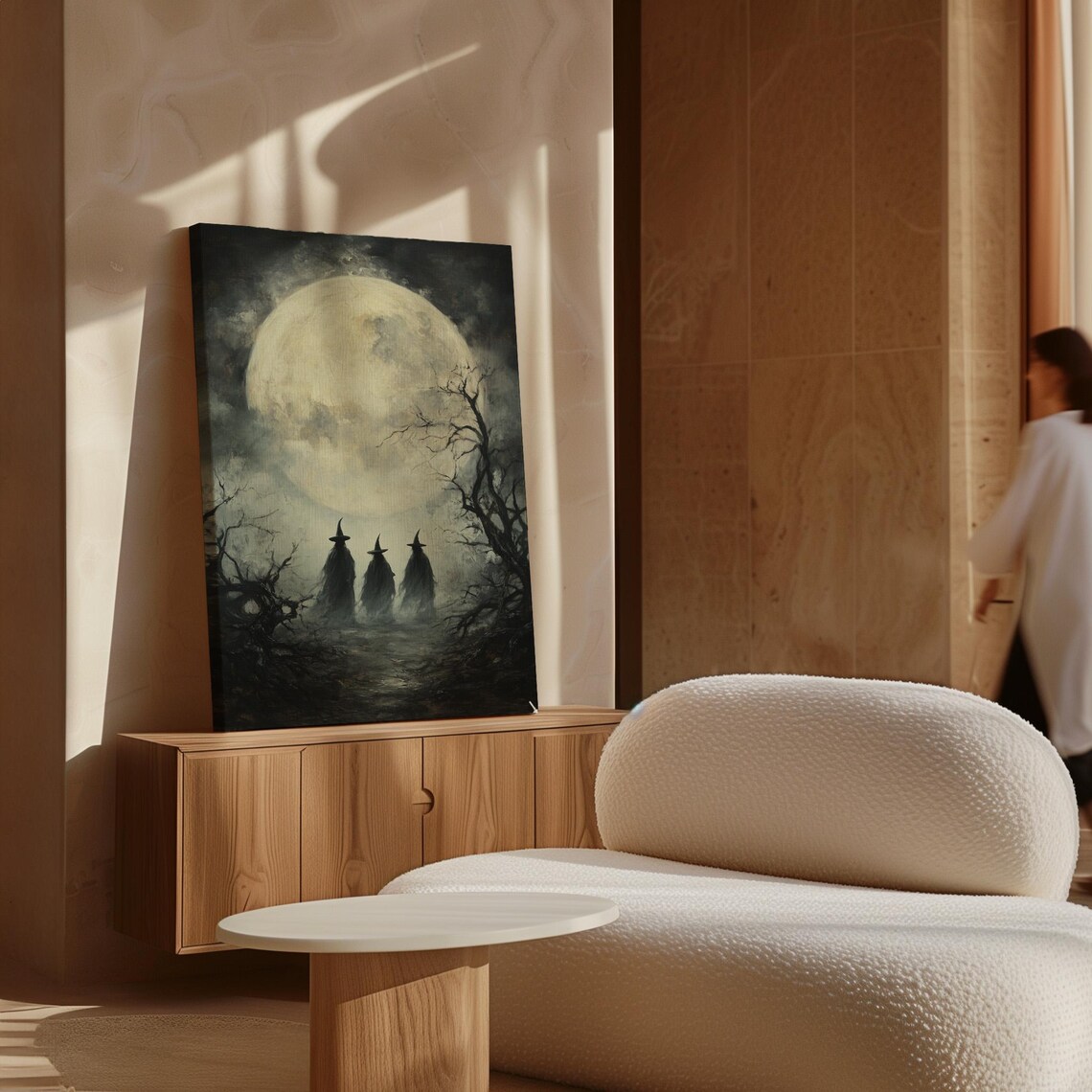 Three Witches Under Full Moon, Gothic Halloween Decor - Image 7