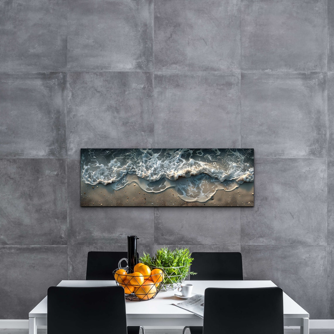Moody Ocean Wave Foam Washing Over Dark Sand Coastal Art Poster - Image 6