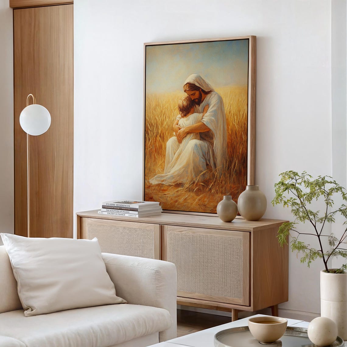 Jesus Kneeling to Embrace a Child in a Golden Wheat Field Poster - Image 5