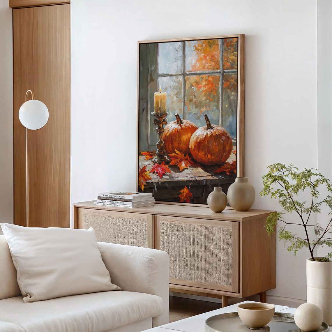 Rustic Autumn Pumpkin Scene, Farmhouse Decor - Image 4