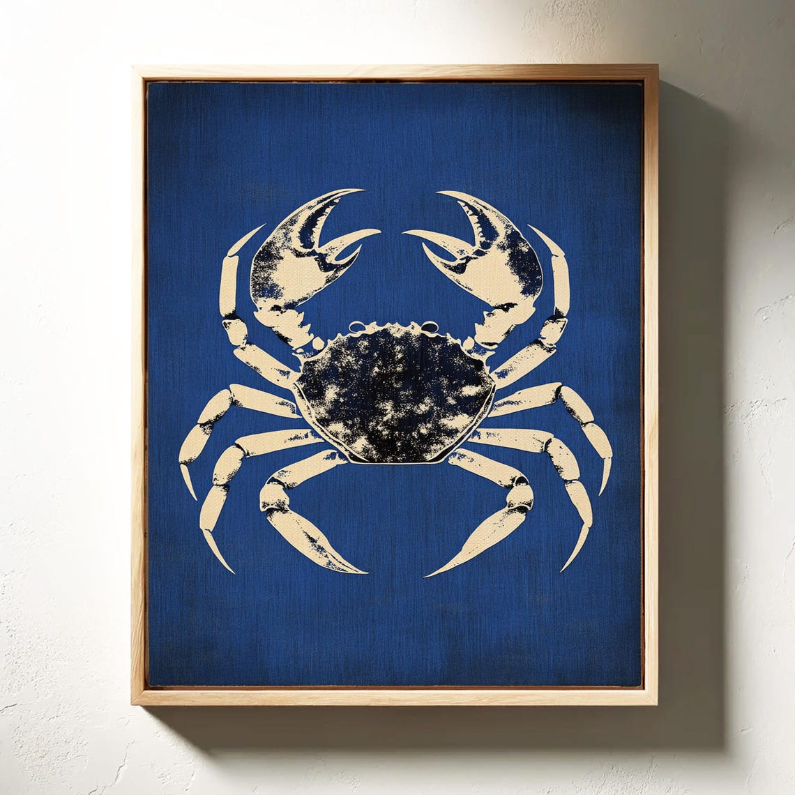 Vintage Crab Illustration On Deep Blue