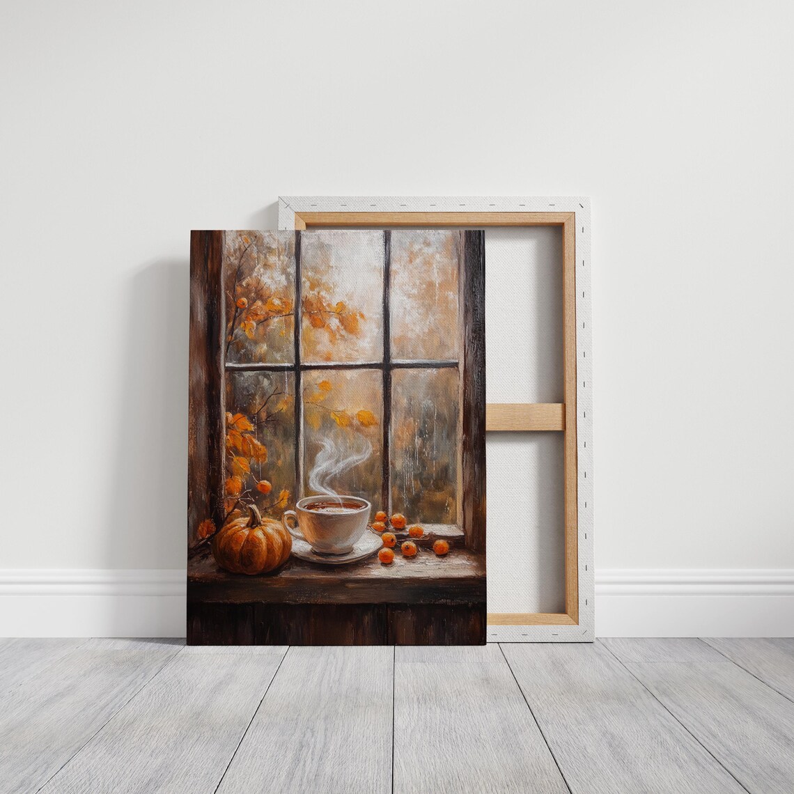 Cozy Autumn Window Scene, Rustic Fall Decor - Image 3