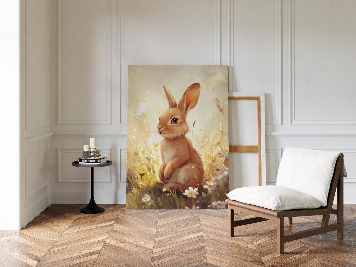 Adorable Bunny In Sunny Meadow With Daisies Whimsical Spring Poster - Image 5