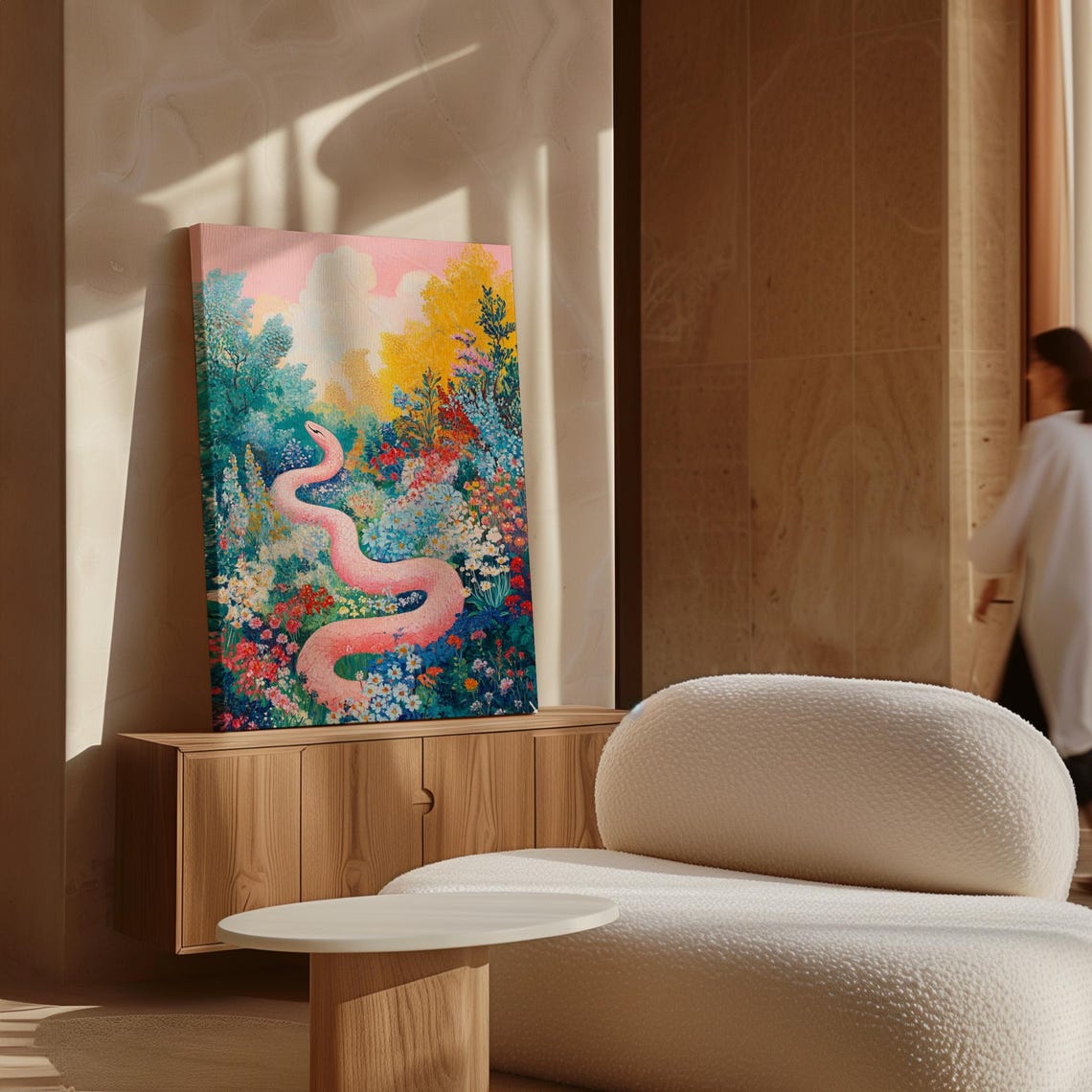 Pink Snake In Wildflower Garden Colorful Nature Scene Poster - Image 5