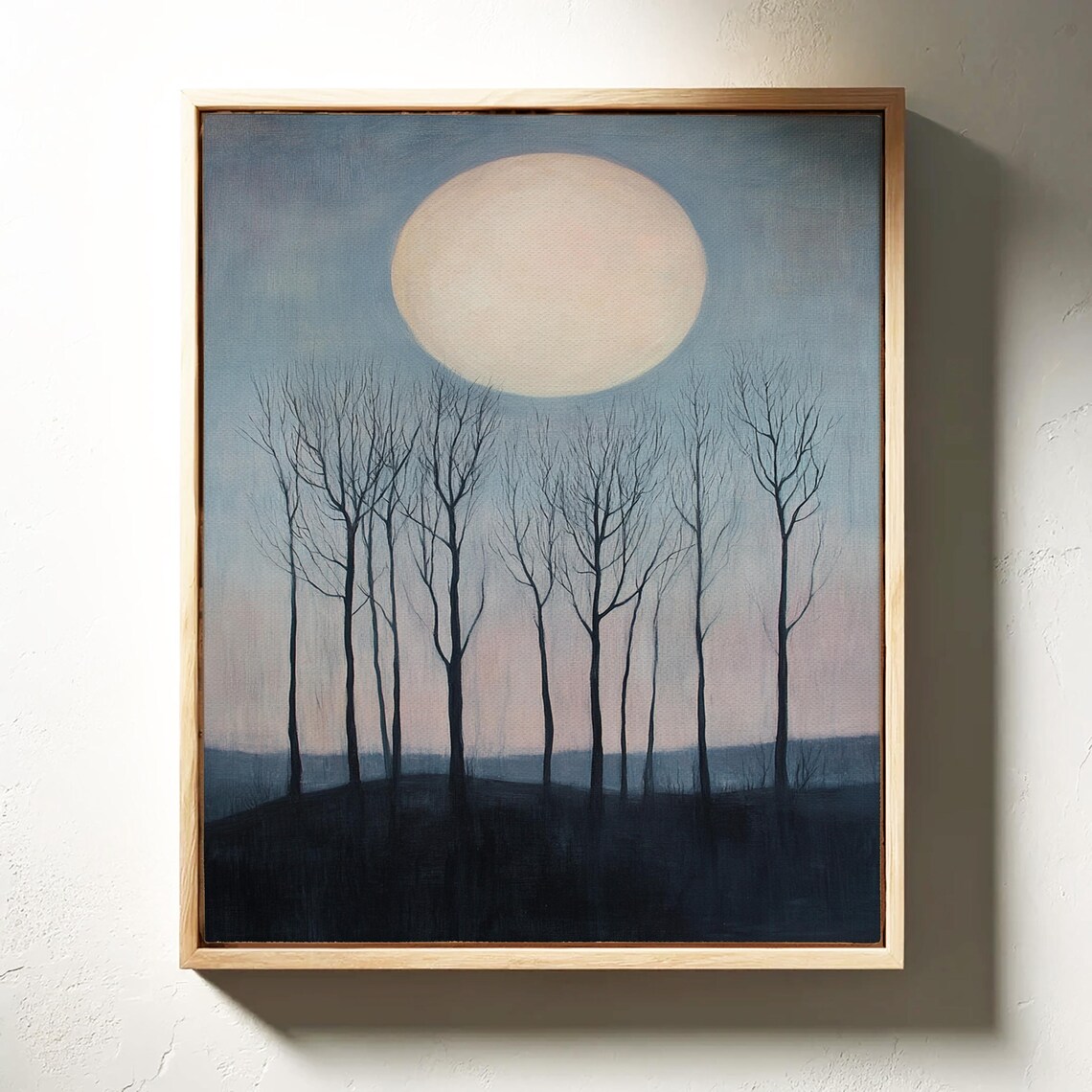 Minimalist Moonlit Forest Art Print, Evening Landscape - Image 7