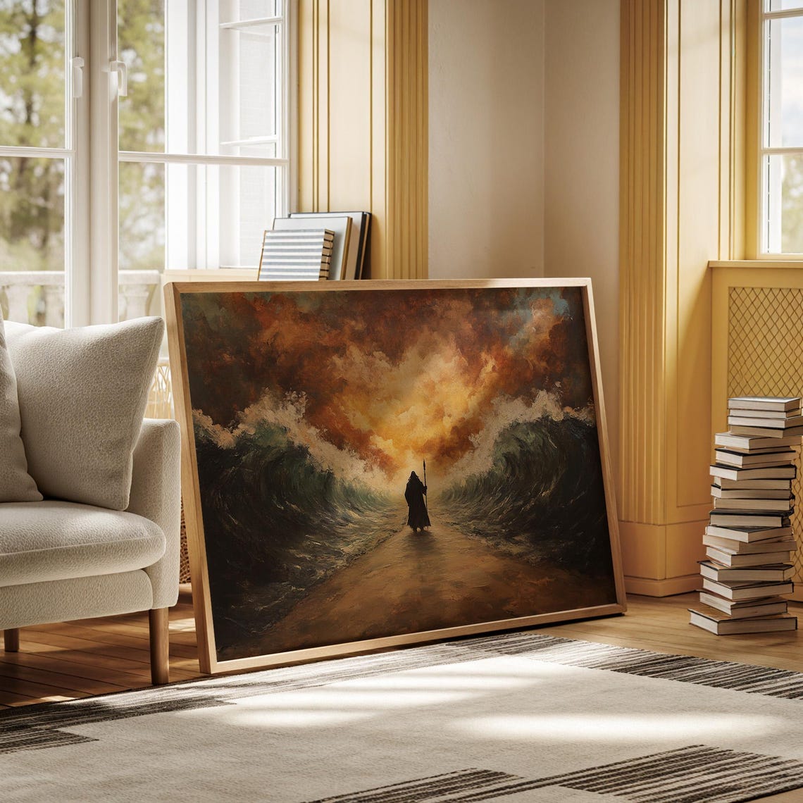 Moses Parting the Red Sea Walking Between Towering Waves Poster - Image 6