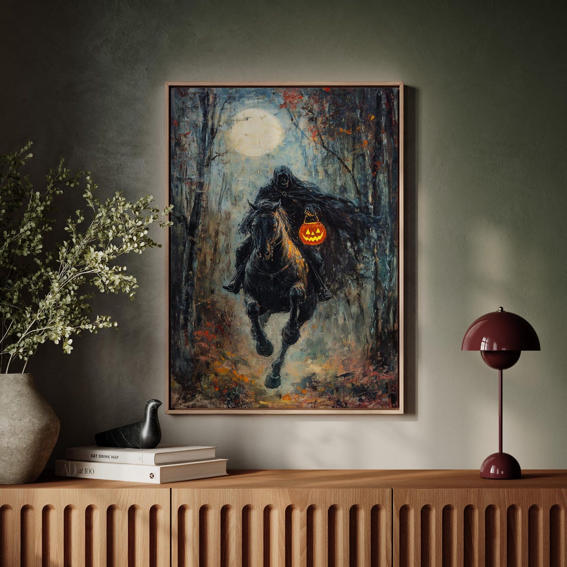 Headless Horseman Halloween Dark Forest Full Moon Pumpkin Rider Poster - Image 7