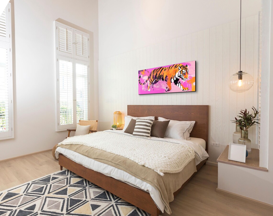 Retro Pink Tiger Wall Art, Bold Statement Art Print - Image 5