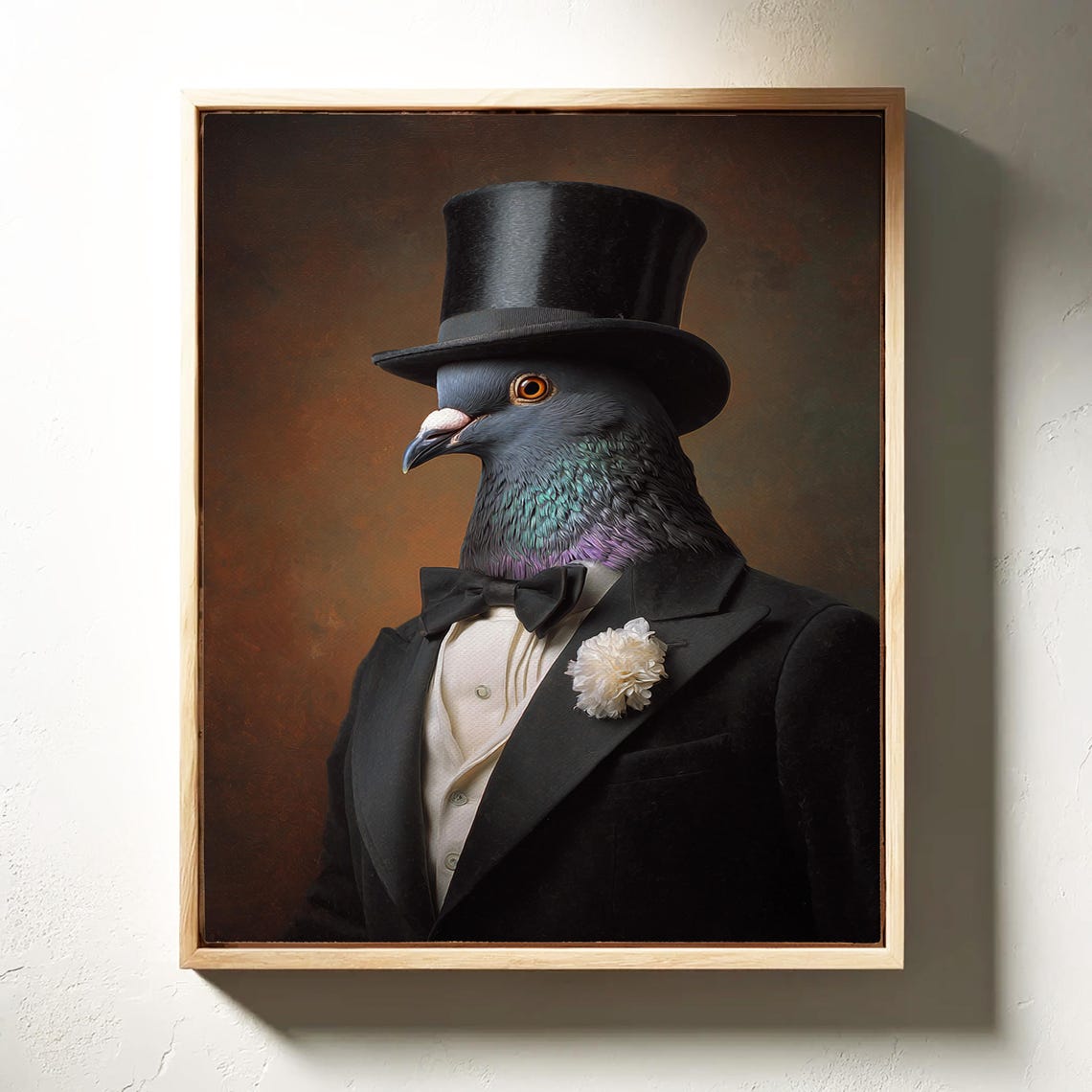 Dapper Pigeon in Top Hat and Tuxedo Victorian Portrait Poster