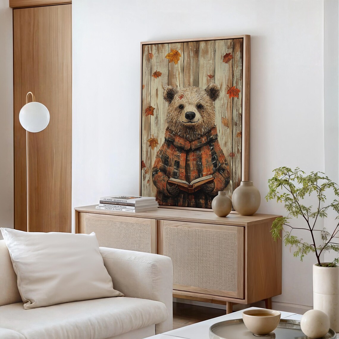 Cozy Autumn Bear Reading, Rustic Woodland Decor - Image 5
